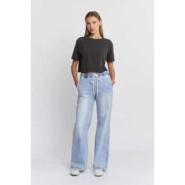 Mica High-Rise Wide Leg Jogger Geyser Blue