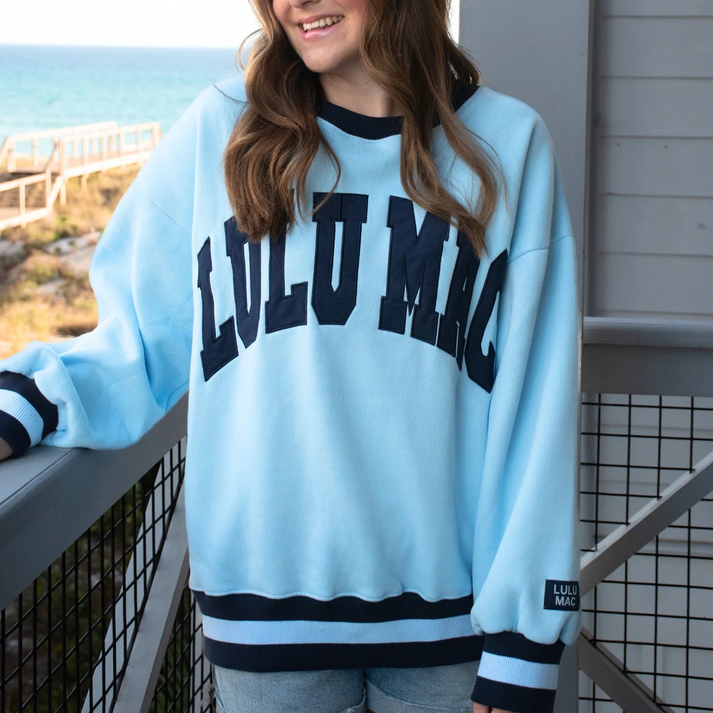Lulu Mac Social Society light blue with navy stitch