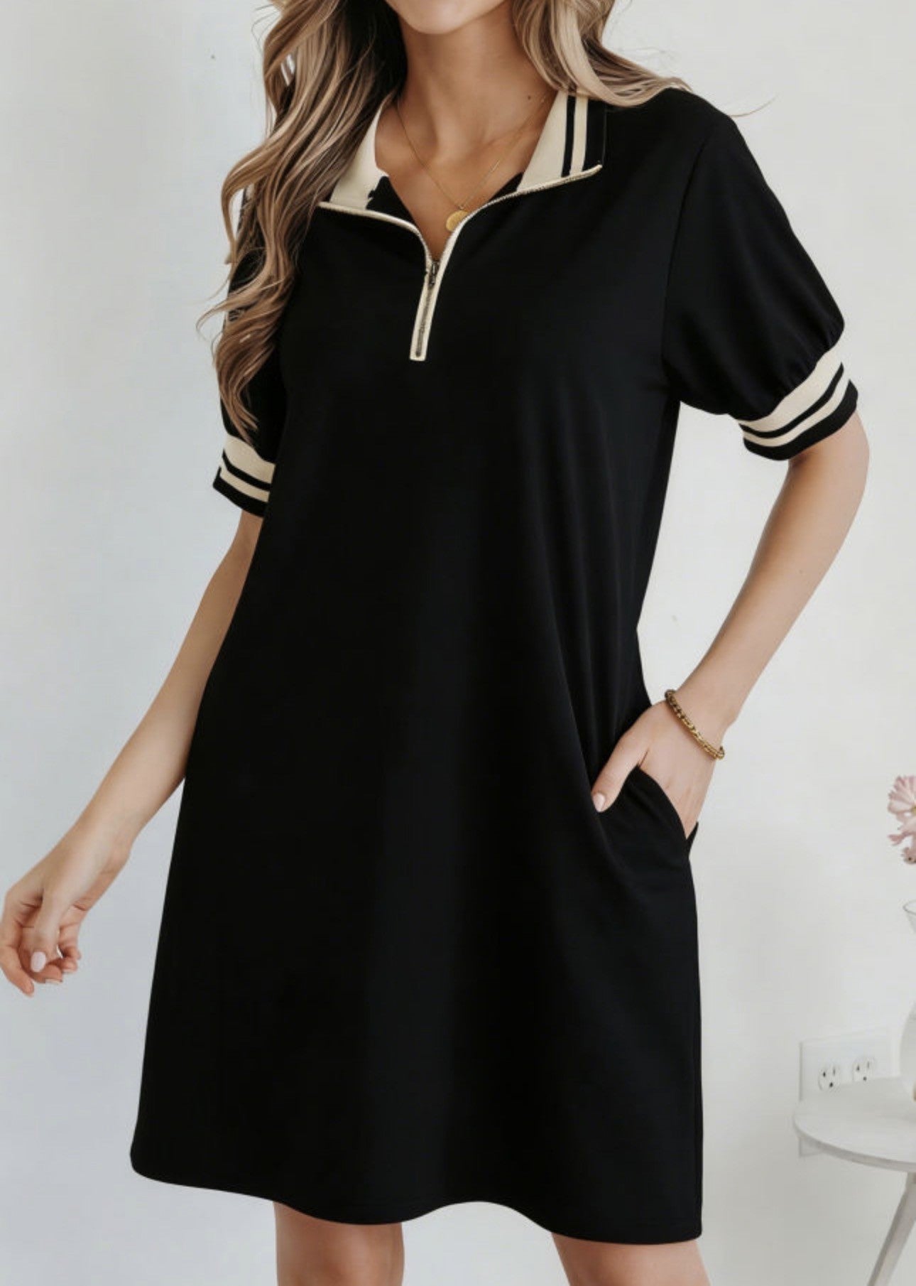 Must Have Moment Black with Tan Dress
