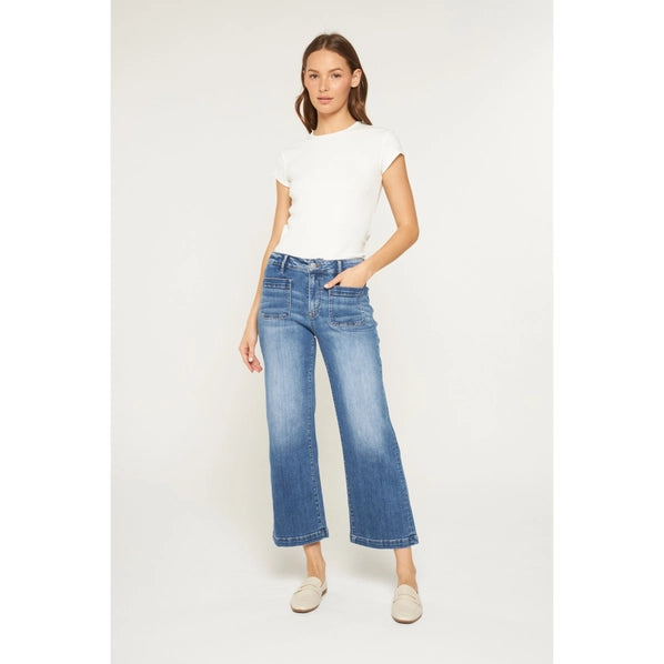 Mica Denim High-Rise Cropped wide leg Crew Blue