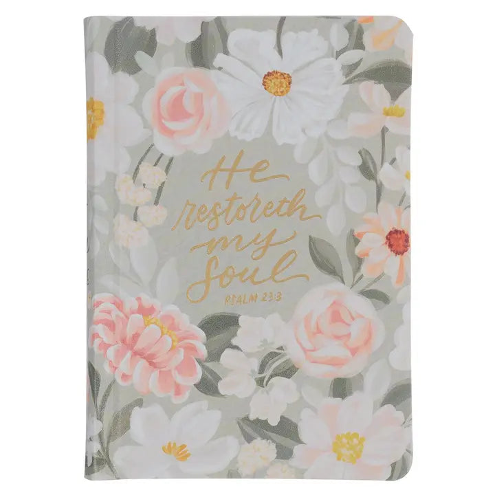 KJV Gray Bible compact faux leather floral printed Ps 23:3