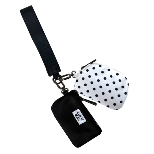 Lulu Mac white with black dots wristlet