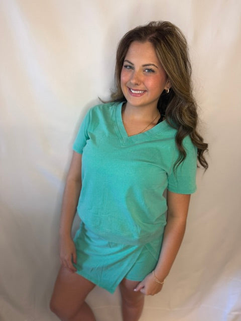 Effortless in Mint Skort Set