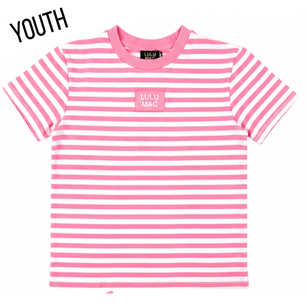 Lulu Mac Youth Neon Pink Striped Baby Doll T-Shirt