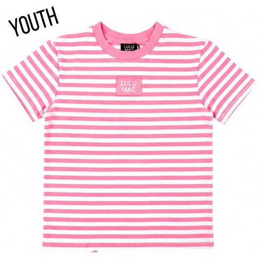 Lulu Mac Youth Neon Pink Striped Baby Doll T-Shirt