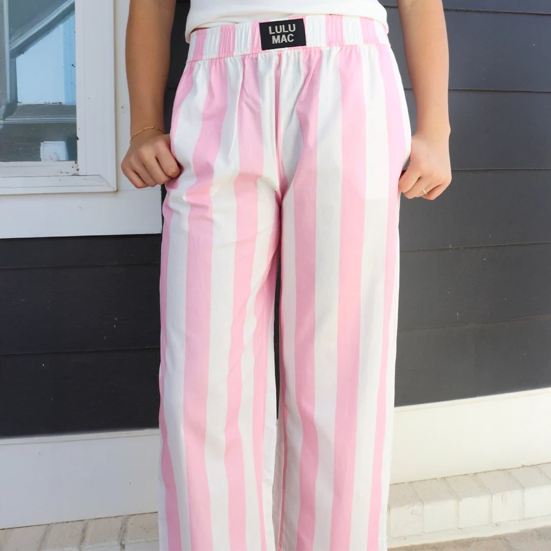 Lulu Mac light pink and white stripe pants