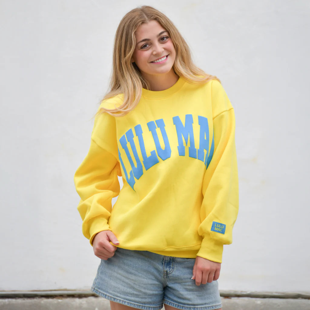 Lulu Mac Yellow with Cyan Puff Sweatshirt