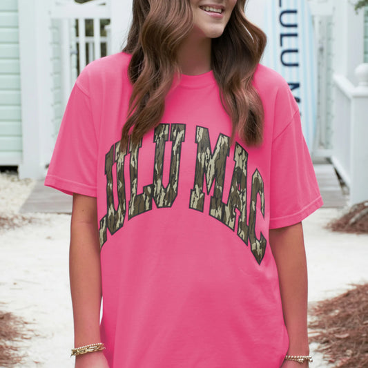 Lulu Mac hot pink with mossy oak camo