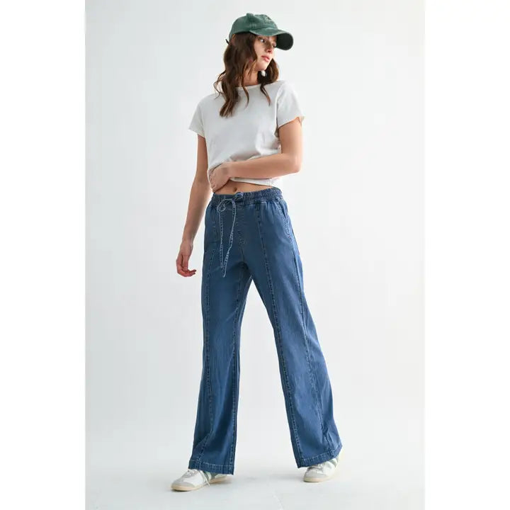 Mica High-Rise Wide Leg Joggers Navy