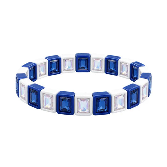 Lulu Mac Blue/White Rhinestone Bracelet