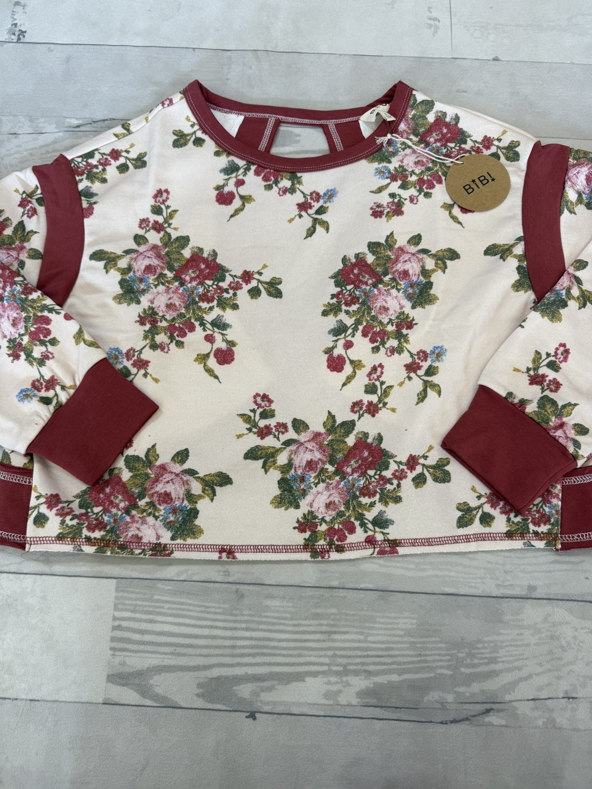 Bibi Floral Back Cut-Out Sweatshirt