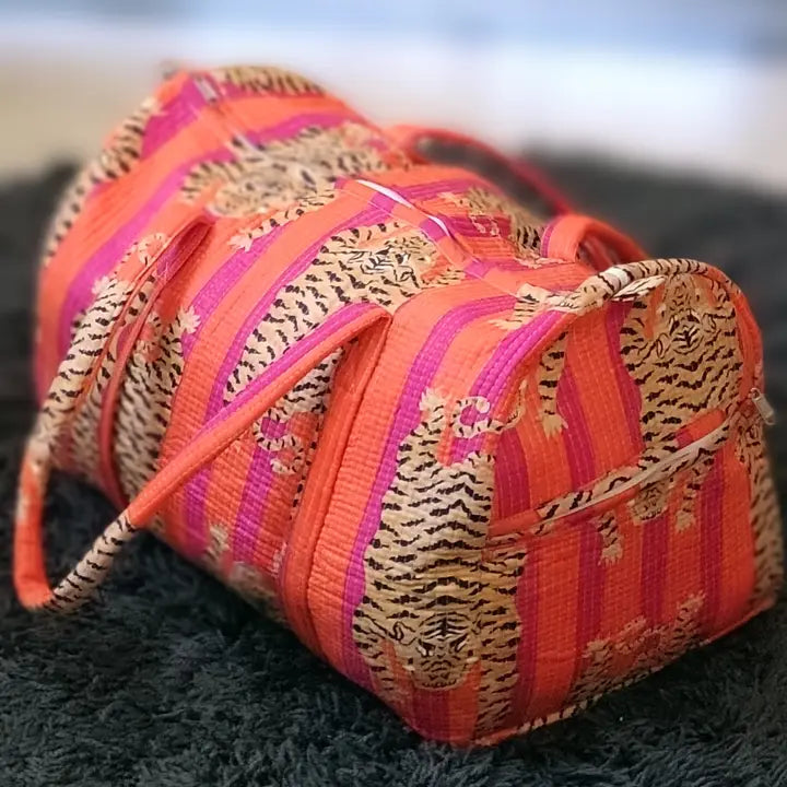 Ayras World Orange/Pink Tiger Duffle Bag