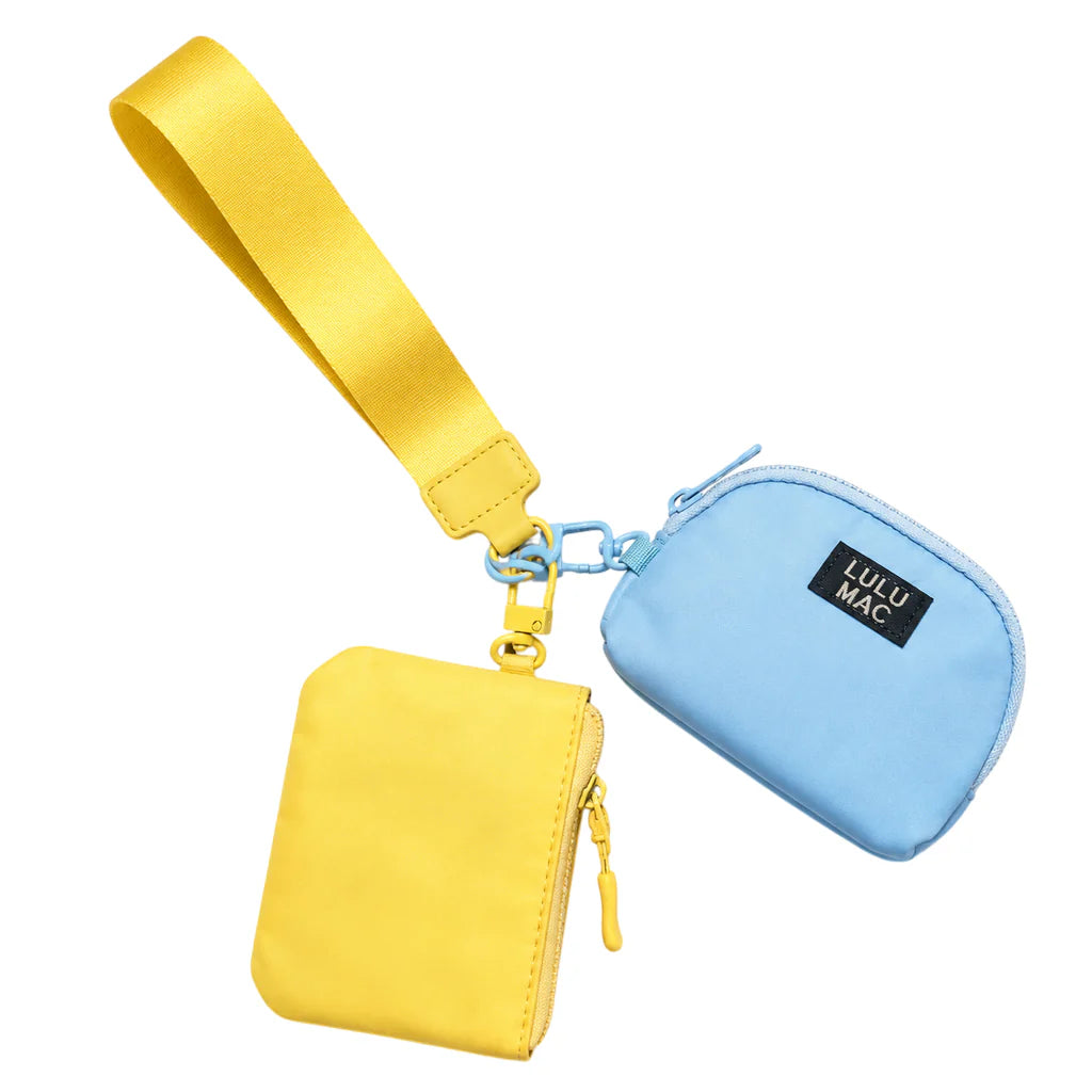Lulu Mac Butter and Light Blue Double Pouch Wristlet