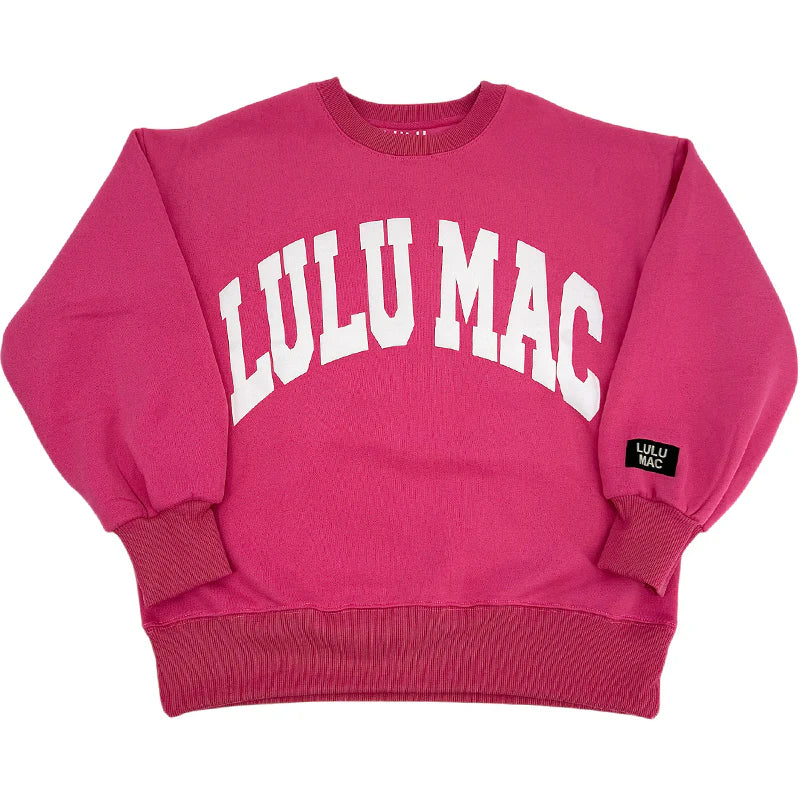 Lulu Mac hot pink with white puff