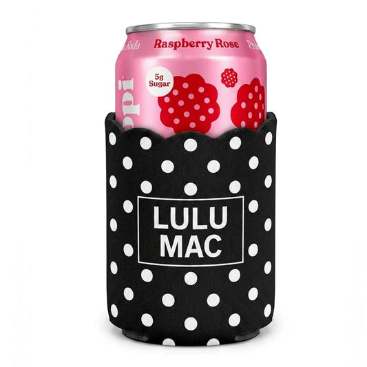 Lulu Mac black/white polka dot koozie
