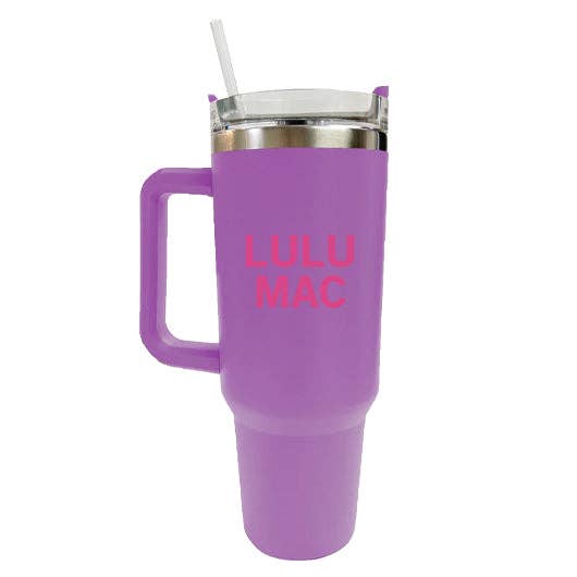 Lulu Mac  Morgan Tumbler Light Purple with Hot Pink Logo