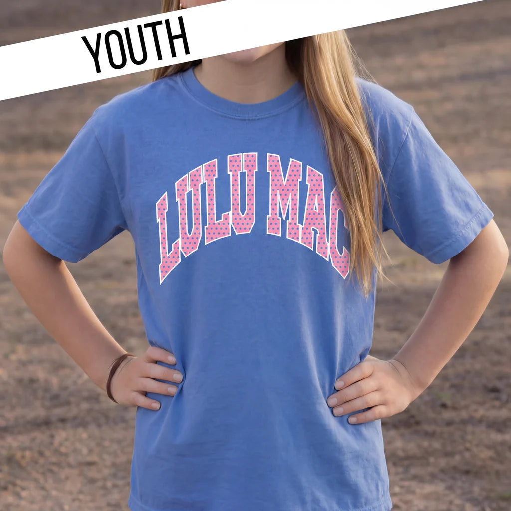 Lulu Mac Youth blue with pink dots