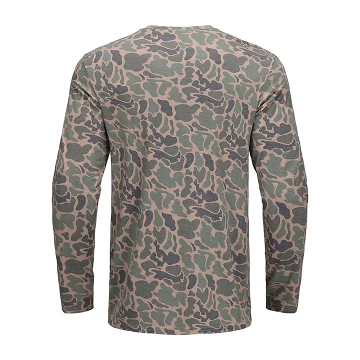 Honey Hole Drift Performance Crew- Long Sleeve- Duck Camo