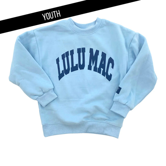 Lulu Mac youth light blue with navy puff