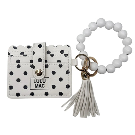 Lulu Mac white/black polka dot keychain