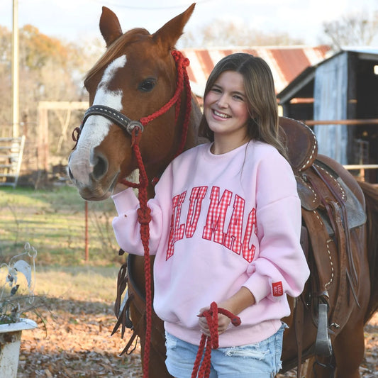 Lulu Mac pink with red gingham check sweatshirt