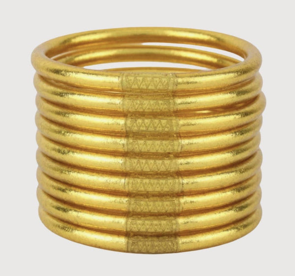 BuDhaGirl Bracelets All Weather Stack of 9 Gold Serenity Prayer