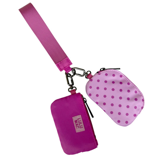 Lulu Mac pink with hot pink dots wristlet