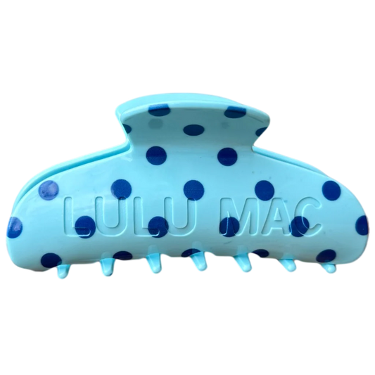 Lulu Mac blue with navy dot hair clip
