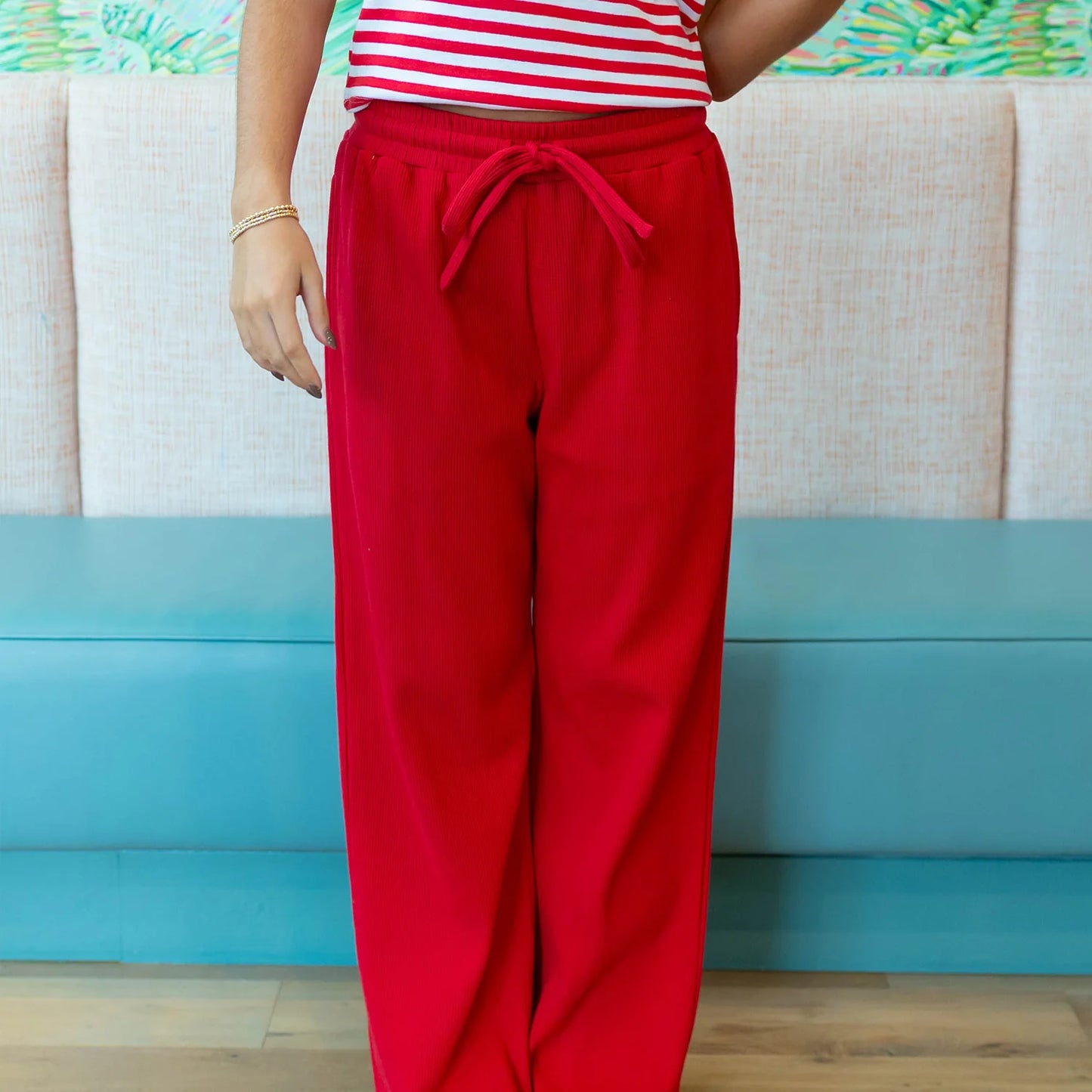 Lulu Mac red waffle pants