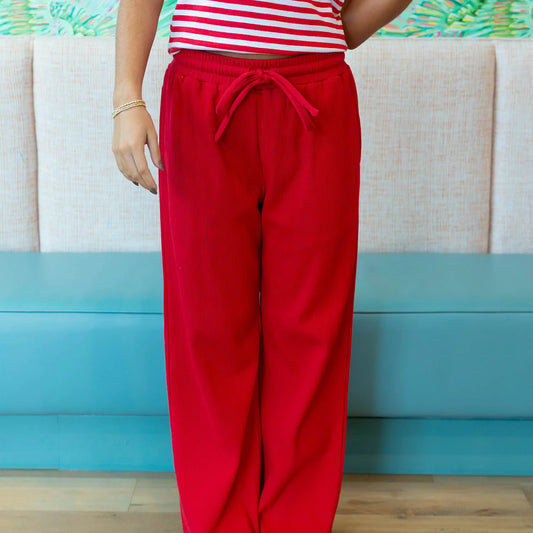 Lulu Mac red waffle pants
