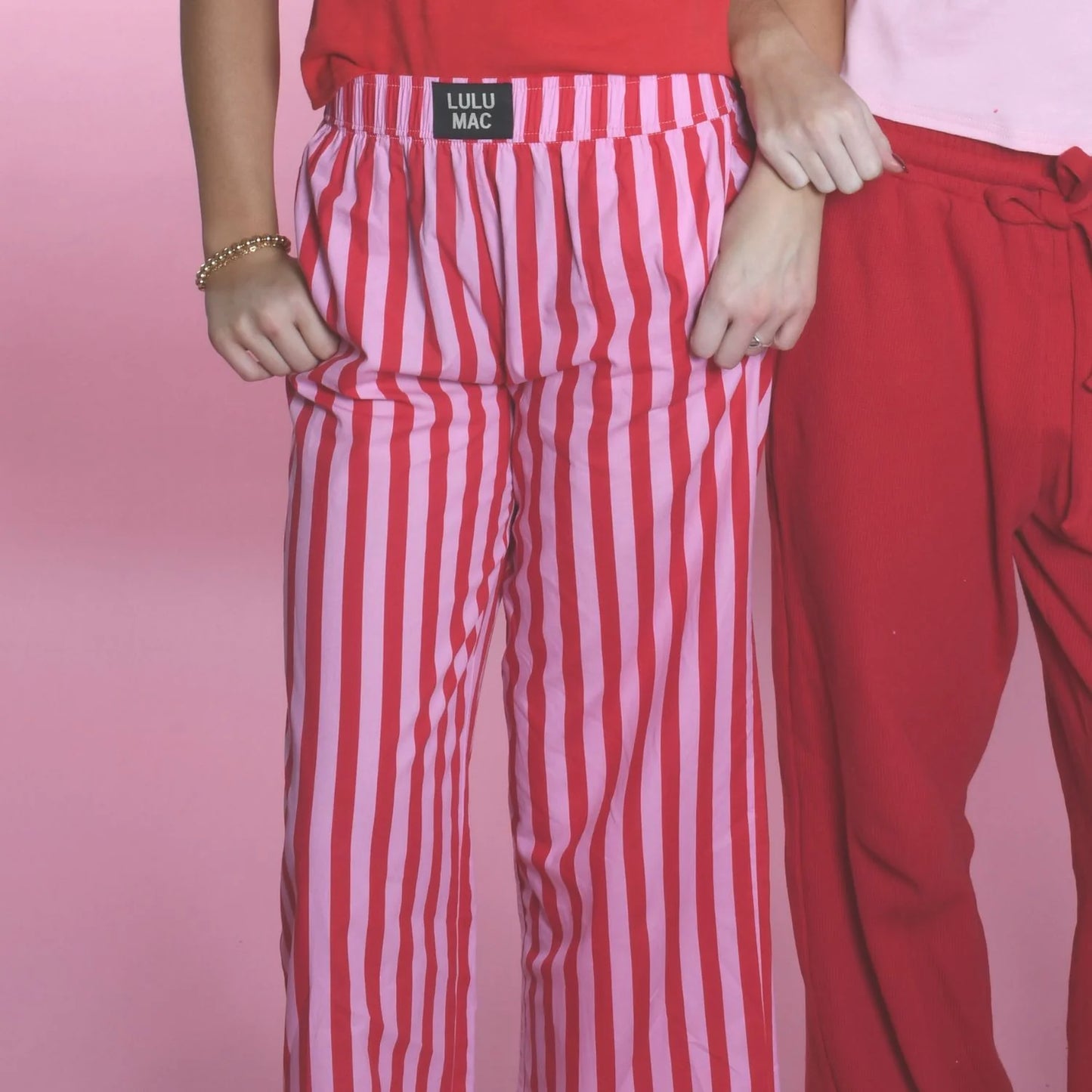 Lulu Mac red and pink stripe darby pants