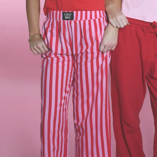 Lulu Mac red and pink stripe darby pants