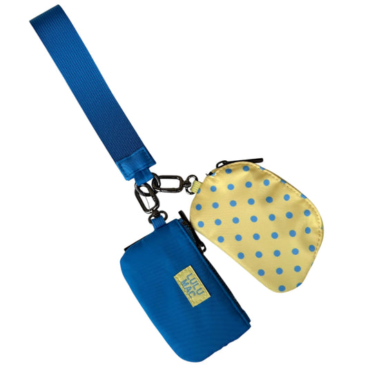 Lulu Mac butter with blue dots wristlet