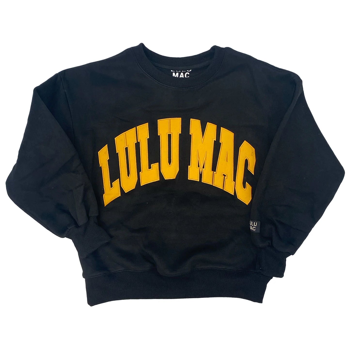 Lulu Mac black with yellow stitch sweatshirt