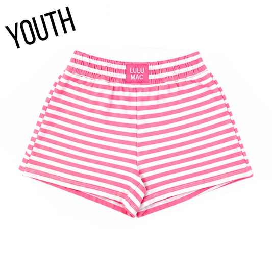 Lulu Mac Neon Pink Youth Striped Shorts