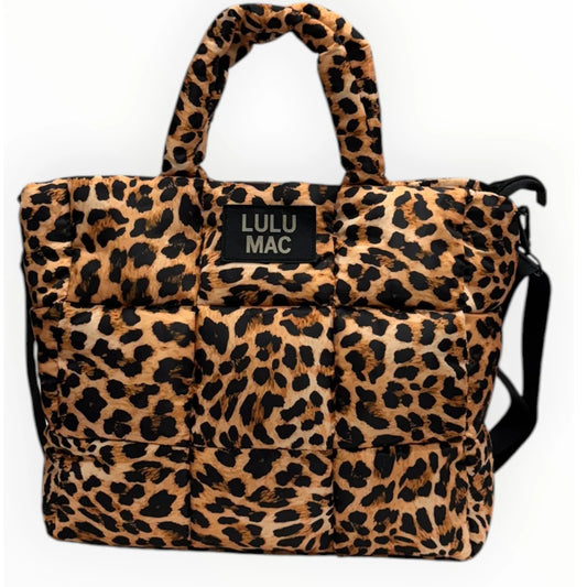 Lulu Mac large puffer leopard handbag