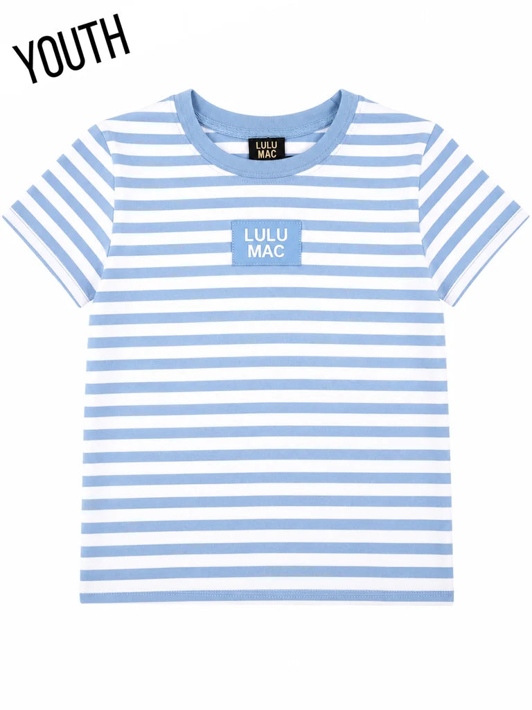 Youth Knit Baby Doll Blue Striped T-shirt