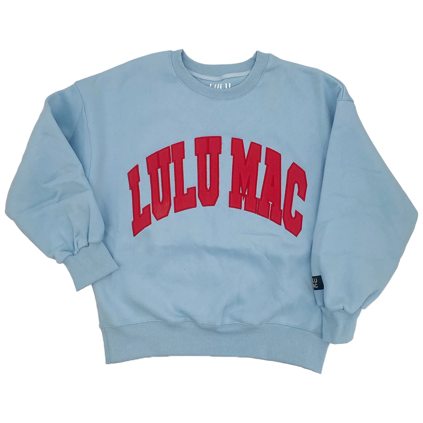 Lulu Mac blue with red stitch
