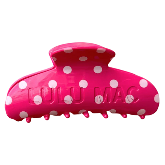 Lulu Mac Hot Pink with white dot hair clip