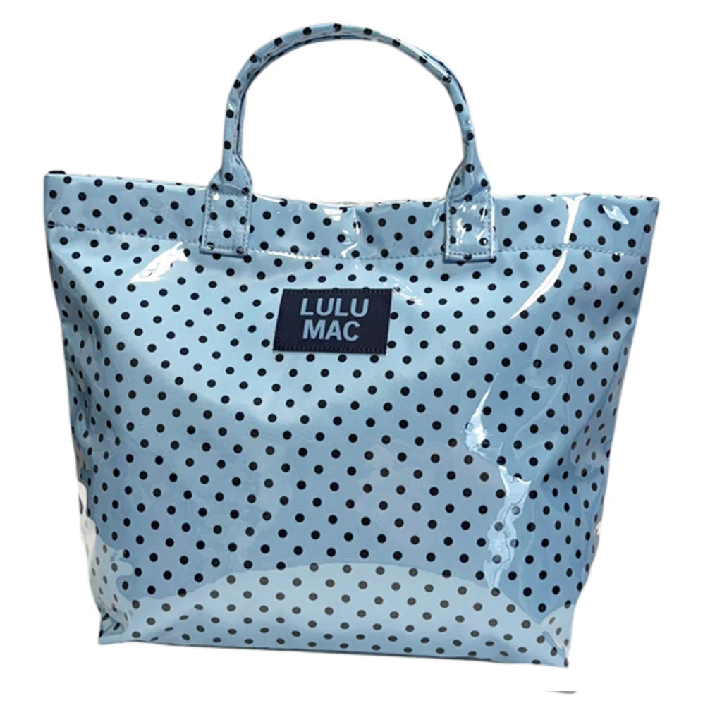 Lulu Mac Light Blue with Navy Dot Tote Bag