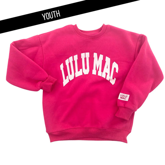 Lulu Mac youth hot pink with white puff