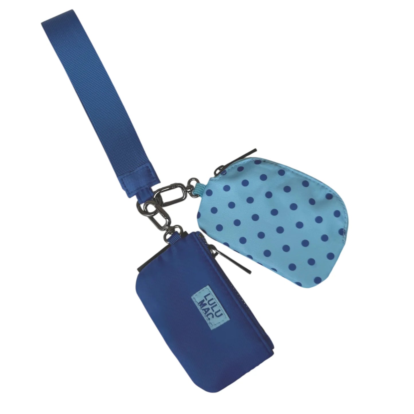Lulu Mac blue with navy dots wristlet