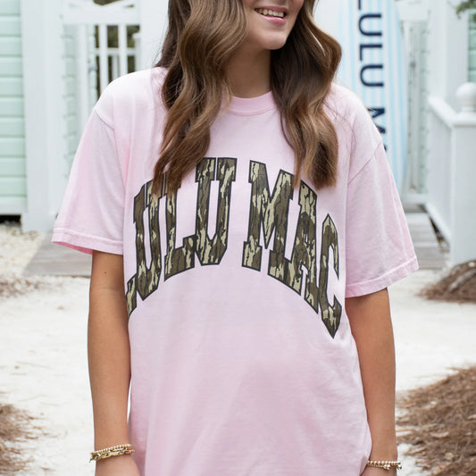 Lulu Mac blossom with mossy oak camo tshirt