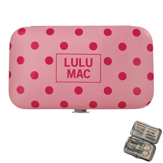 Lulu Mac manicure set pink with hot pink dots