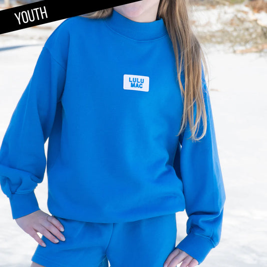 Lulu Mac Bright Blue Mock Neck Top Youth