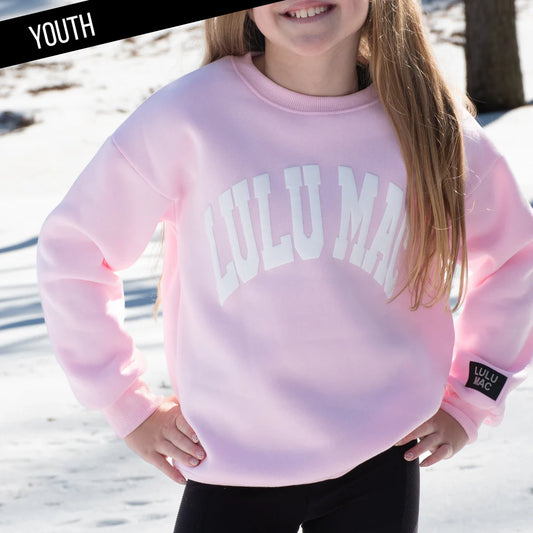 Lulu Mac youth pink with white puff sweatshirt