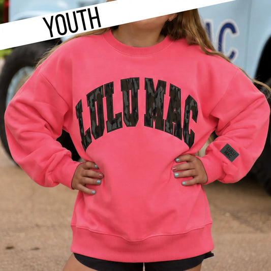 Lulu Mac youth mossy oak bubblegum sweatshirt