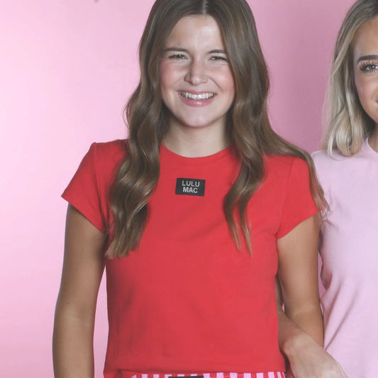 Lulu Mac red babydoll short sleeve shirt