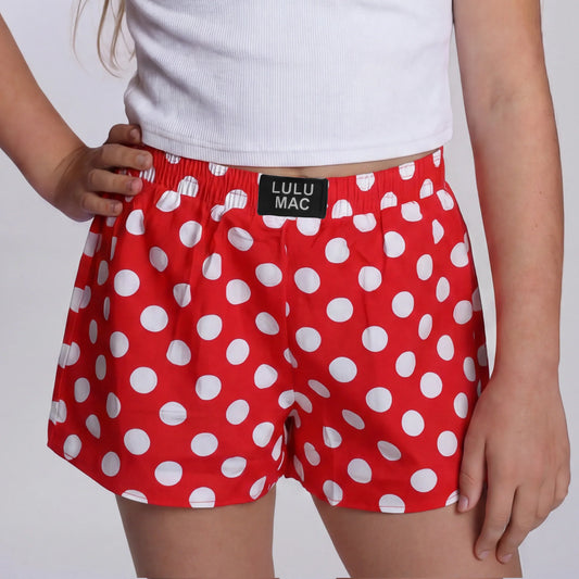Lulu Mac youth red polka dot shorts