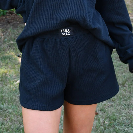 Lulu Mac black waffle shorts